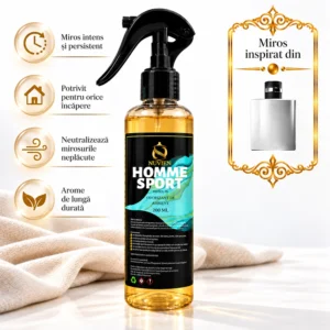 Odorizant 3 în 1 auto, tesaturi și ambient aroma de lux inspirata din Homme Sport, 200ml