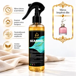 Odorizant 3 în 1 auto, tesaturi și ambient aroma de lux inspirata din Scandal, 200ml