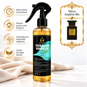 Odorizant 3 în 1 auto, tesaturi și ambient aroma de lux inspirata din Tobacco Vanille, 200ml