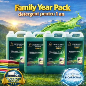 Family Year Pack – Detergent de rufe Nuvien Mountain Fresh 4×5L, cu bicarbonat
