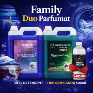 Family DUO – Pachet Detergent Rufe 2 x 5L 1x Lavender bloom 1x Mountain Fresh + Balsam de rufe CADOU