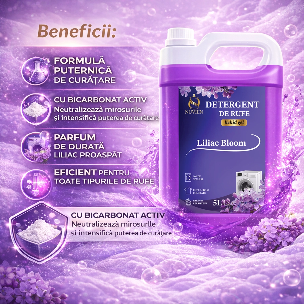 Nuvien Family Pack MIX, Detergent de rufe 4 arome x 5L cu Bicarbonat