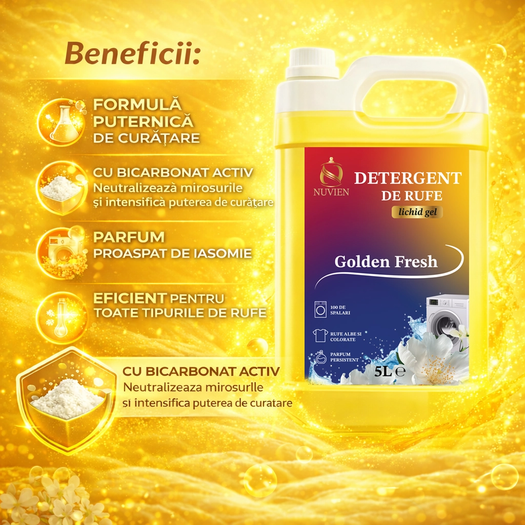 Pachet Detergent Family Combo, pachet complet pentru rufe albe, colorate, negre, 200 spalari, cu bicarbonat de sodiu, golden fresh, alpin forest
