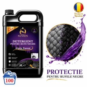 Detergent lichid Nuvien Alpin Forest 5L, pentru rufe negre cu bicarbonat si enzime, gel, 100 spălari