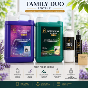 Pachet Family Duo pentru El – 10L Detergent, Balsam Cadou și Parfum Inspirat din SCANDAL POUR HOMME