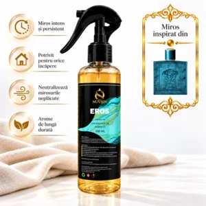 Odorizant 3 în 1 auto, tesaturi și ambient aroma de lux inspirata din Eros, 200ml