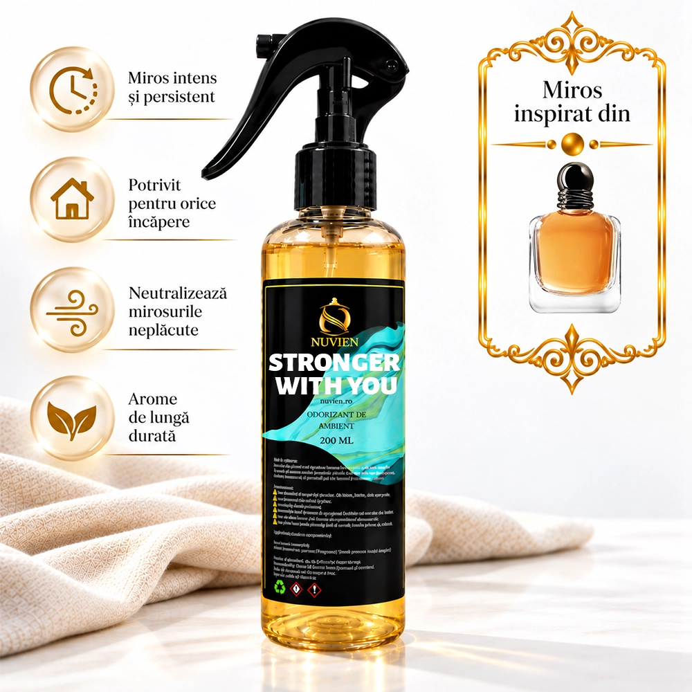 Odorizant 3 în 1 auto, tesaturi și ambient aroma de lux inspirata din Stronger With You, 200ml