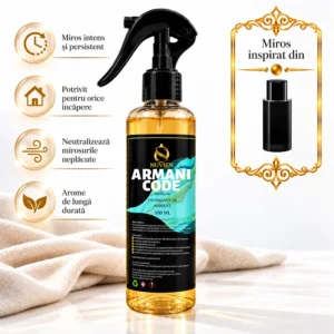 Odorizant 3 în 1 auto, tesaturi și ambient aroma de lux inspirata din ARMANI CODE, 200ml