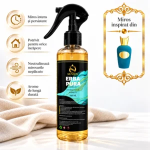 Odorizant 3 în 1 auto, tesaturi și ambient aroma de lux inspirata din Erba Pura, 200ml