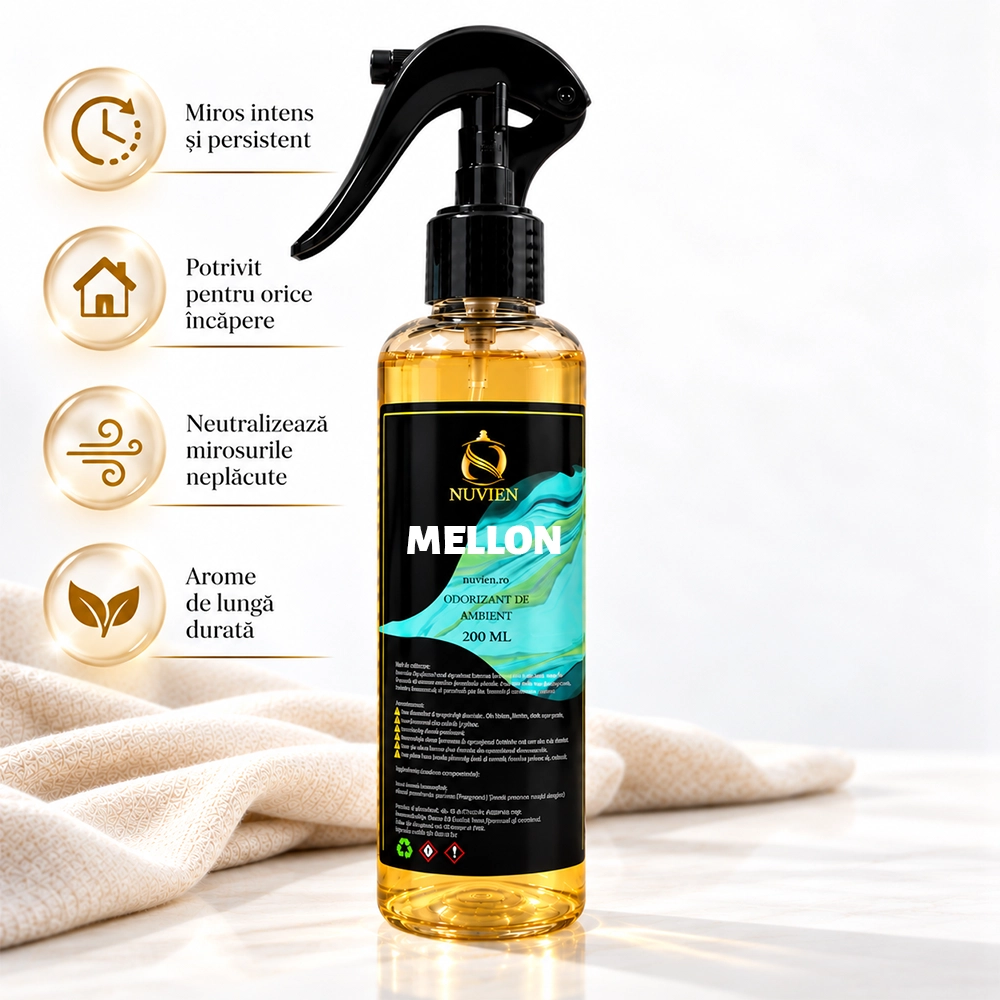 Odorizant 3 în 1 auto, tesaturi și ambient aroma de lux Mellon, 200ml